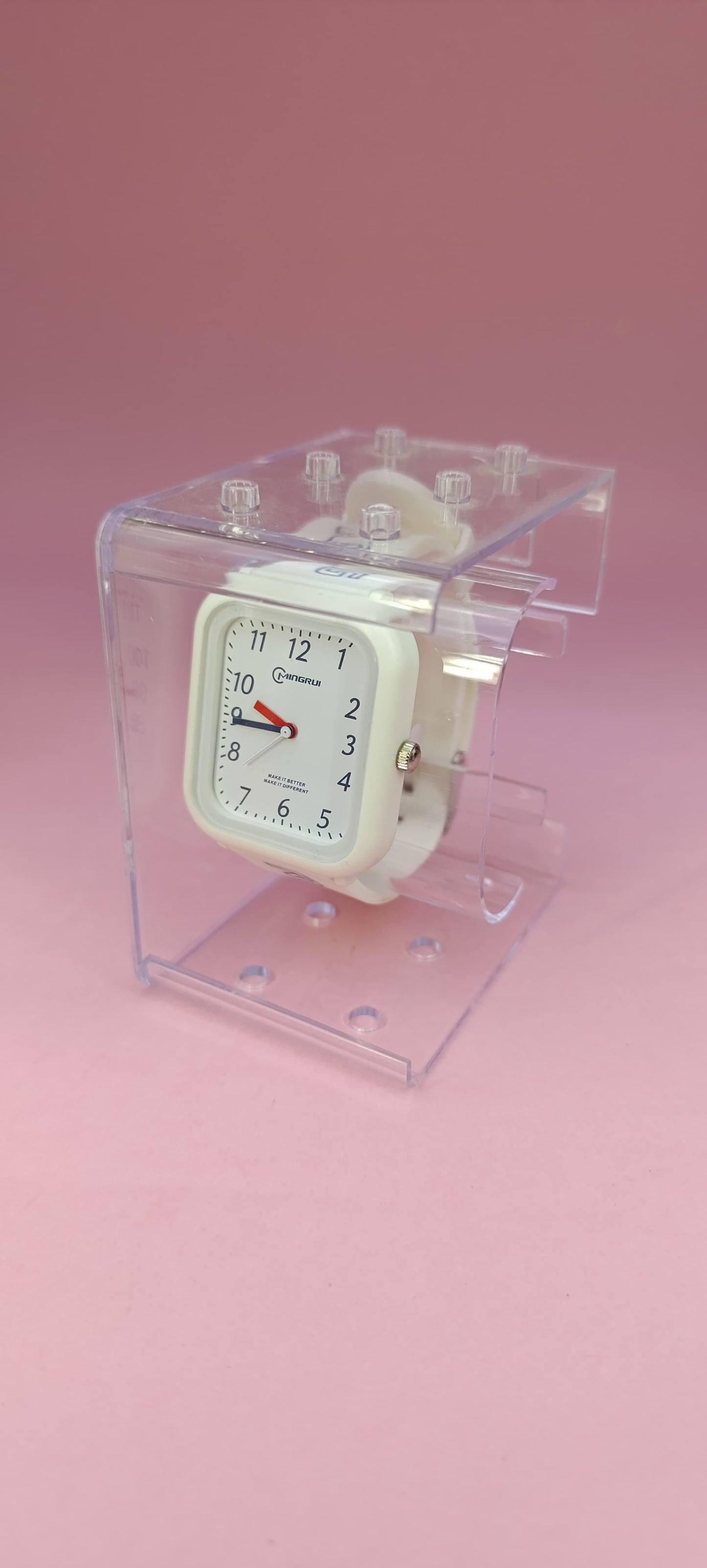 Square White Strap Watch - Classic Design