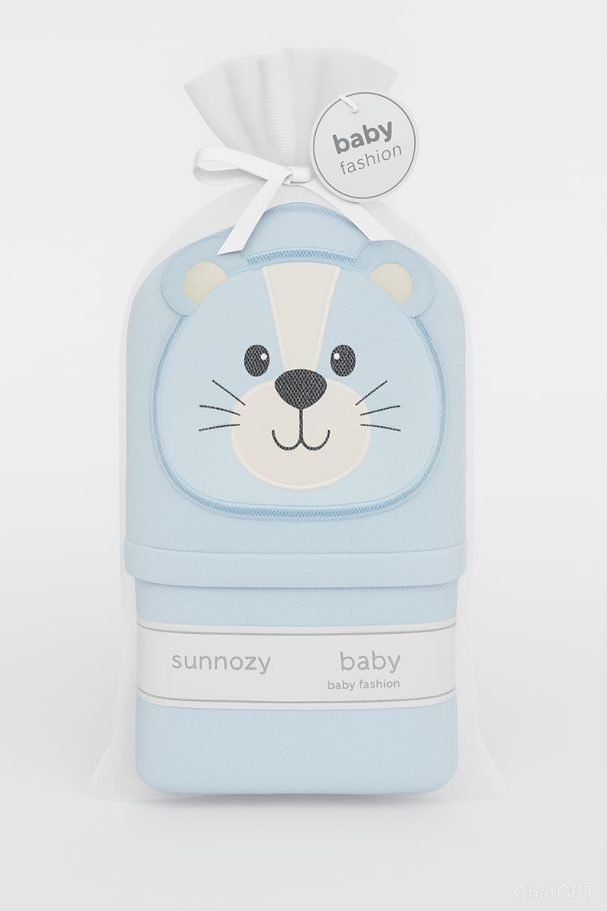 Bear Buddy Hooded Baby Towel – Pastel Blue