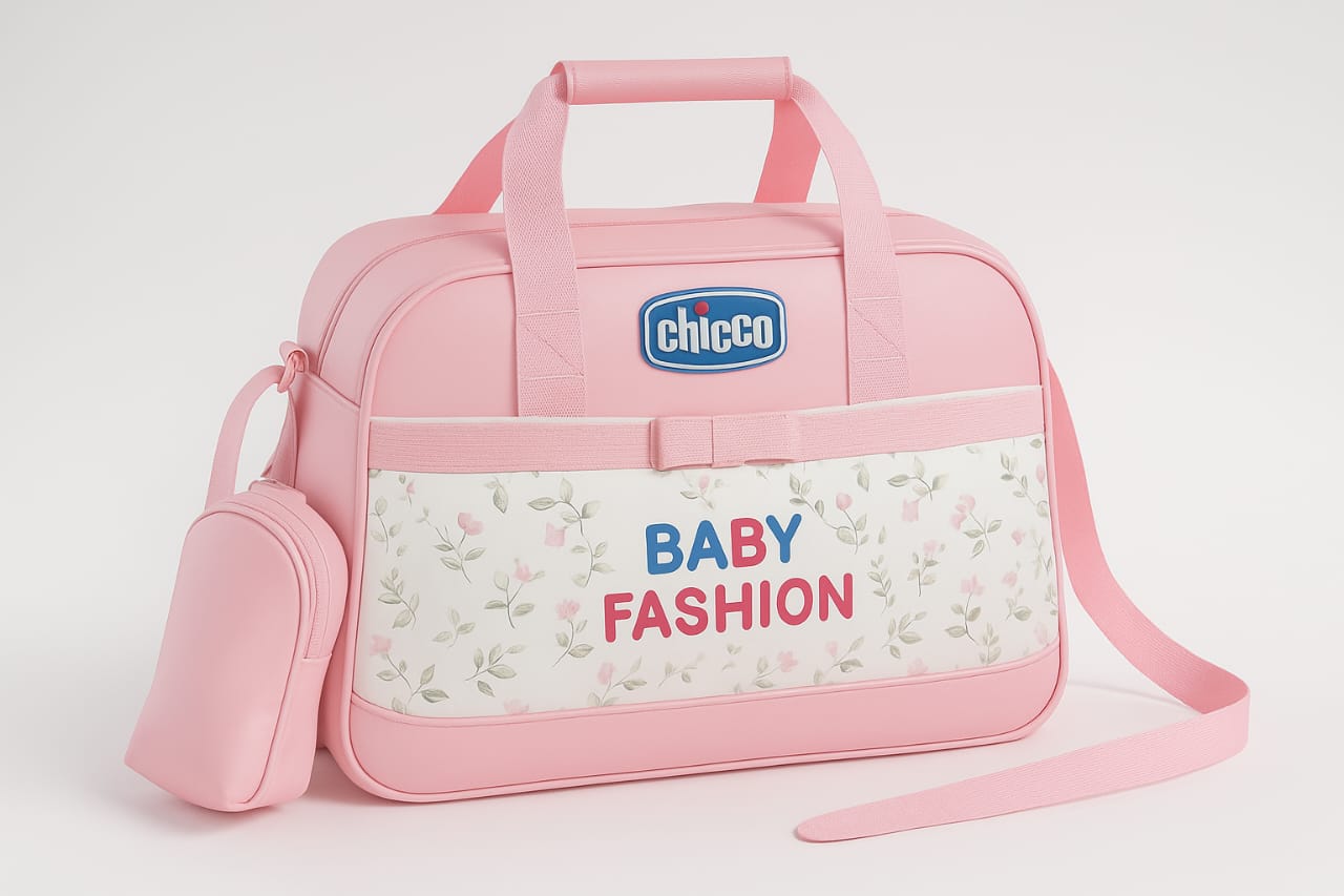 Chicco Pink Floral Diaper Bag – Spacious, Waterproof, Multi-Pocket