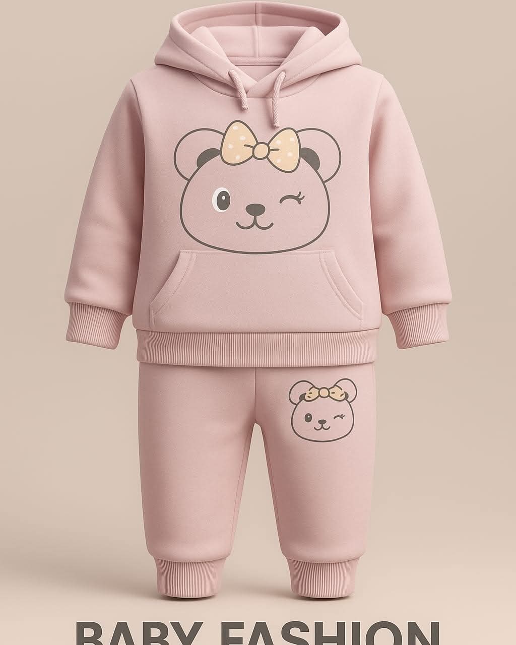 Pink Bear Hooded Tracksuit for Toddlers