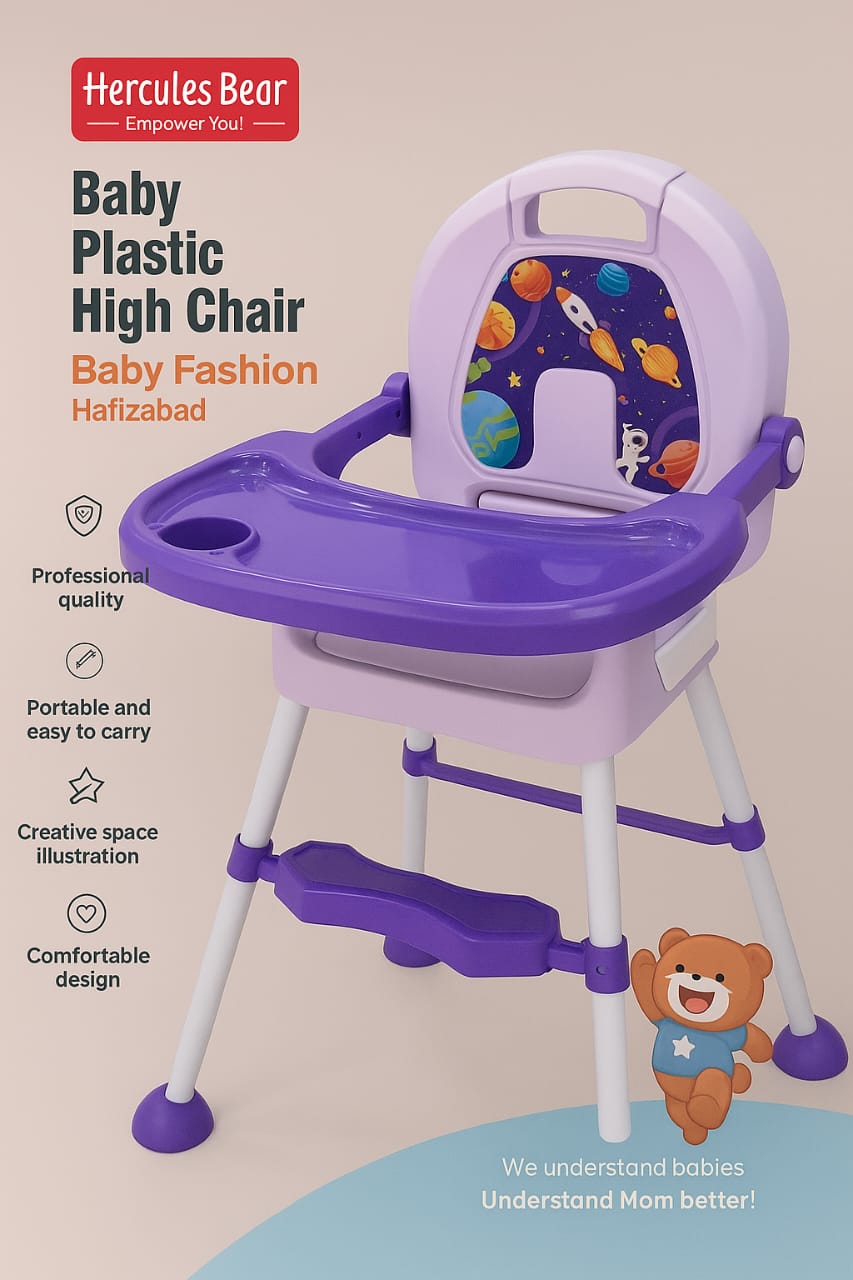 Portable Baby Plastic High Chair – Safe, Stylish & Space-Smart