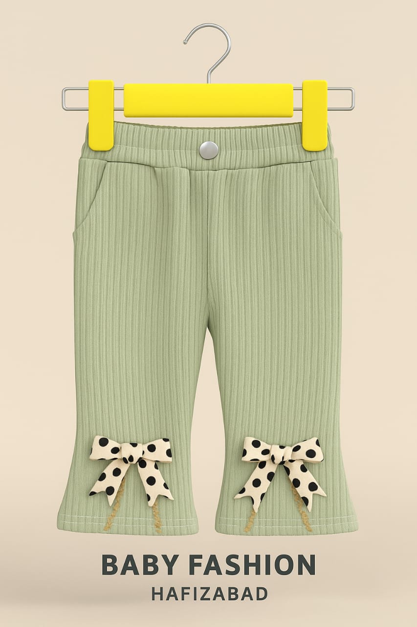 Bow-Adorned Corduroy Flared Trouser Pants