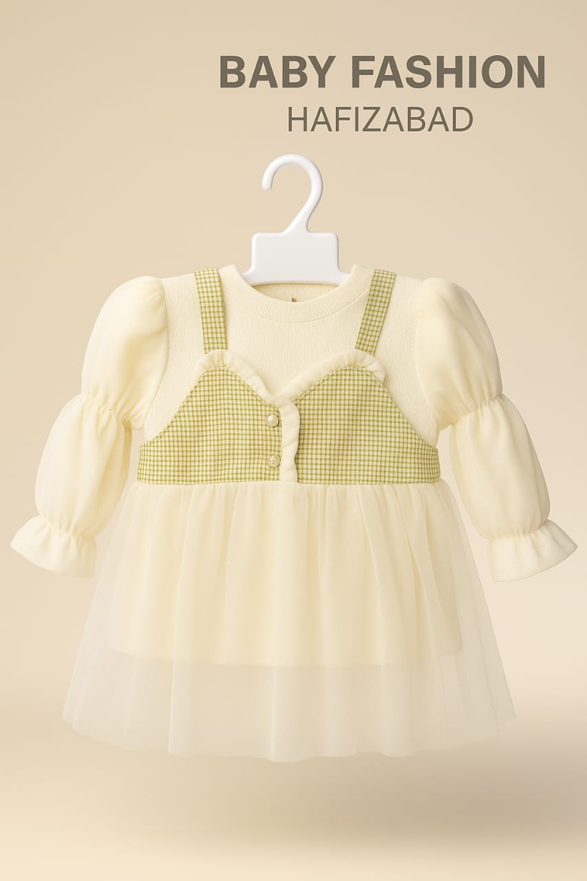 Cream & Pistachio Gingham Ruffle Dress