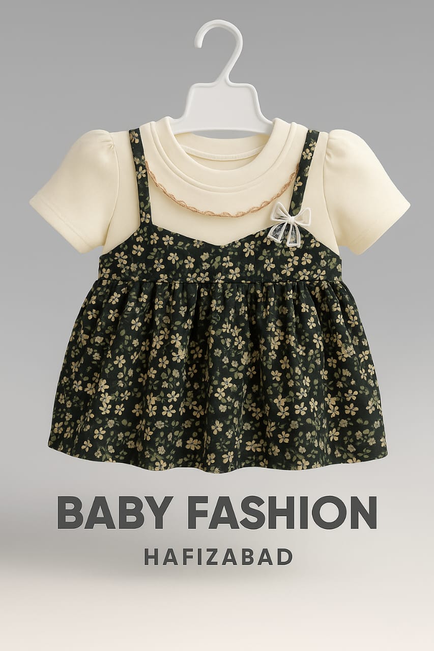 Floral Bow-Trim Pinafore Tee Set