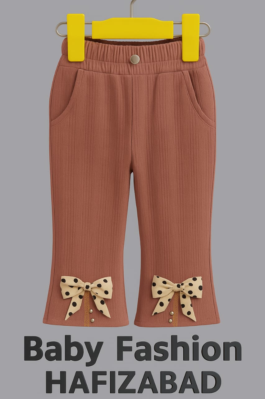 Bow-Adorned Corduroy Flared Trouser Pants