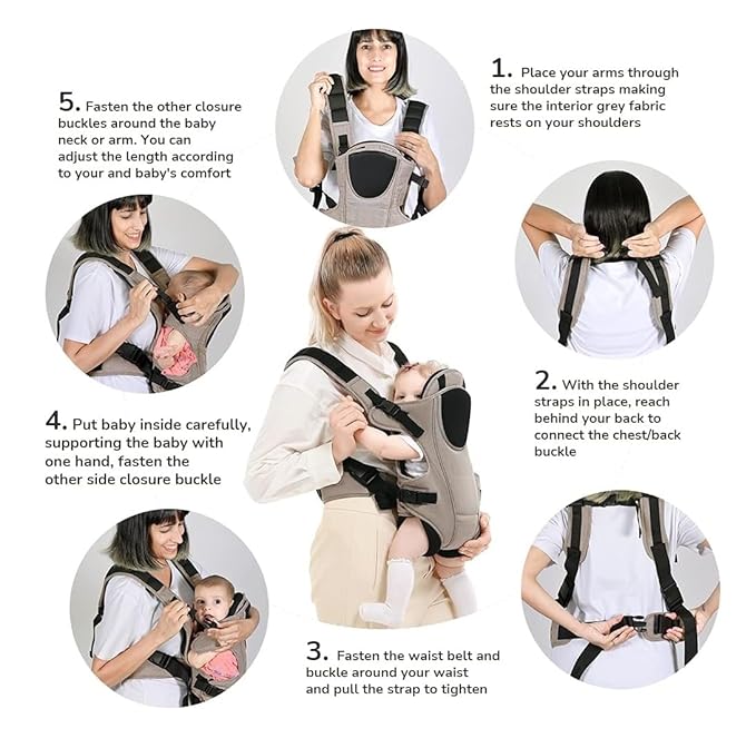 BABIES BLOOM Baby Carrier Bag for 0 to 18 Months Baby Carrier Bag Adjustable Baby Carrier for Newborn to Toddler (Brown) (3-24 Months)