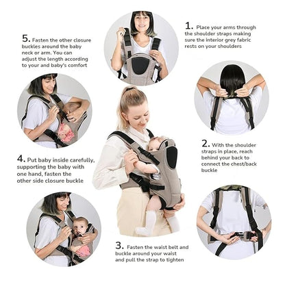 BABIES BLOOM Baby Carrier Bag for 0 to 18 Months Baby Carrier Bag Adjustable Baby Carrier for Newborn to Toddler (Brown) (3-24 Months)
