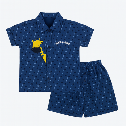 Boy's Navy Blue Polo Shirt – Button Down & Shorts