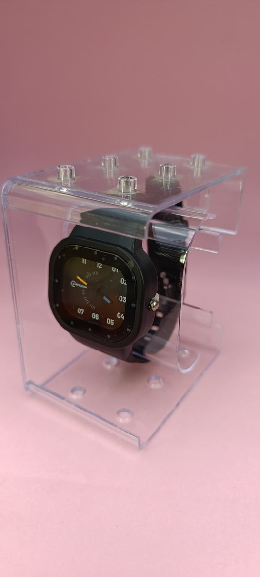 Boy's Black Leather Strap Watch with Analogue Design
