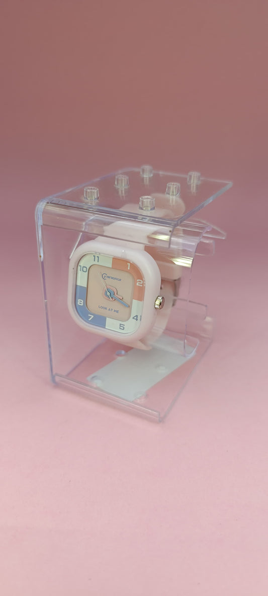 White Strap Party Watch - Multi Color Analogue