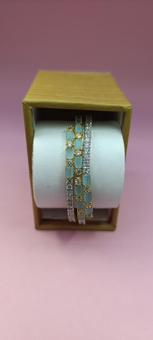 Women's Silver Bracelet with Embedded Stones & Gold Accents