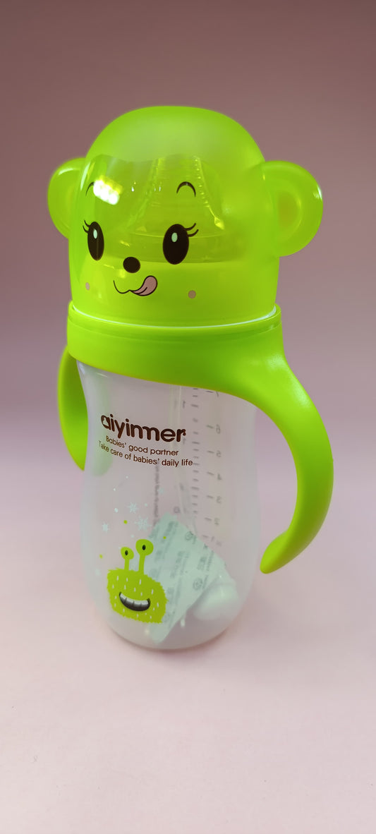 Cute Baby Milk Bottle - Green Cartoon Design