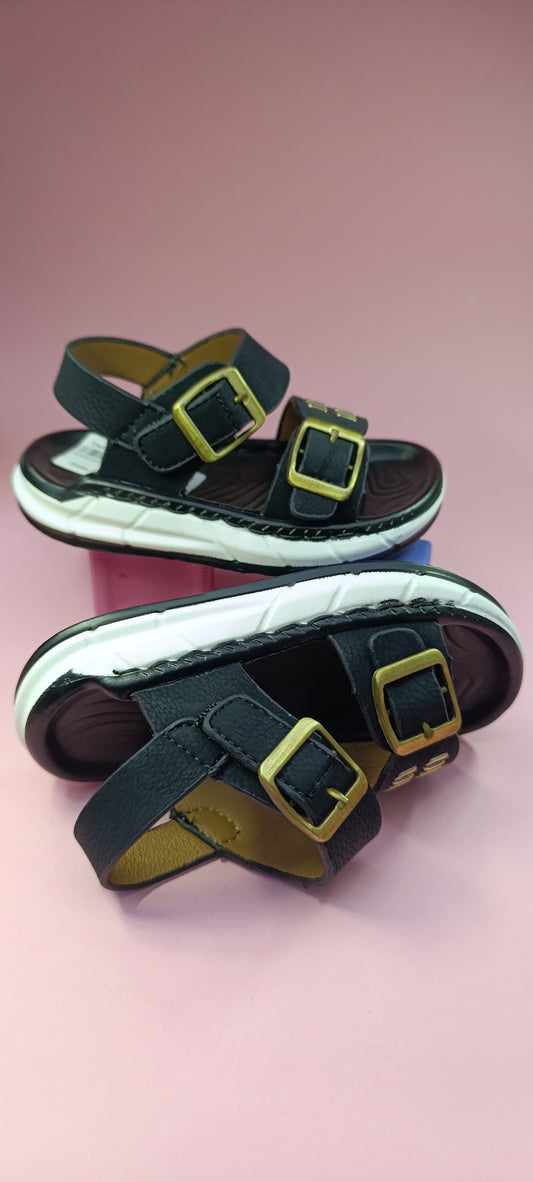 Boy's Stylish Navy Sandals with Gold Buckles