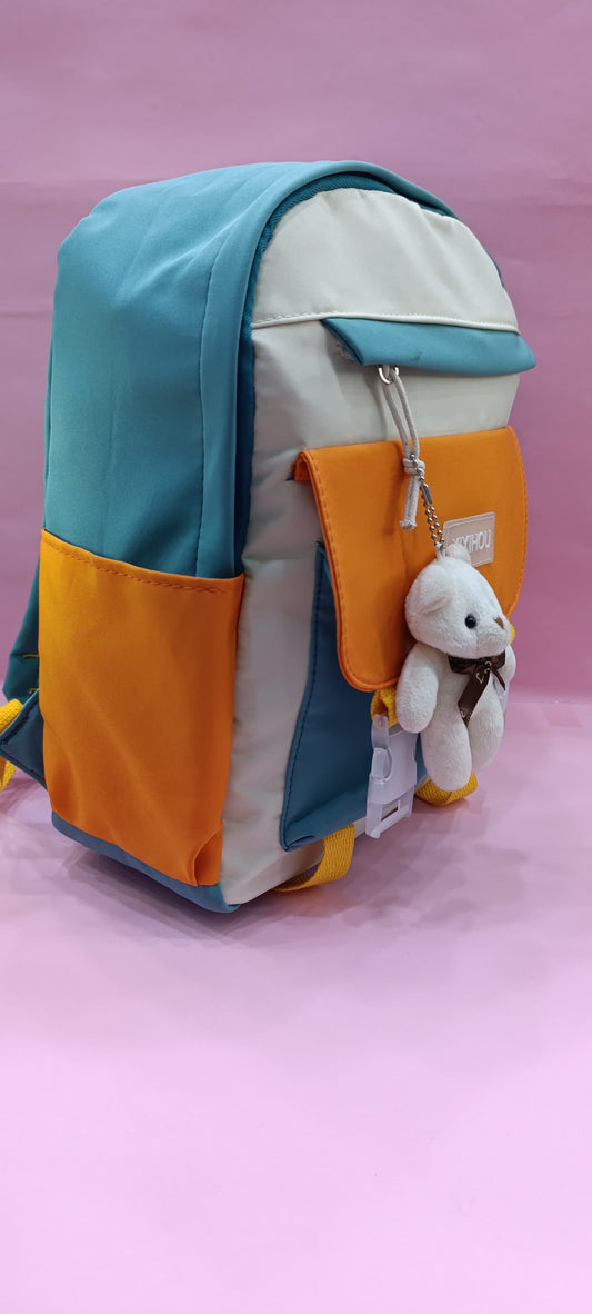 Kid's Large School Bag - Orange & Blue