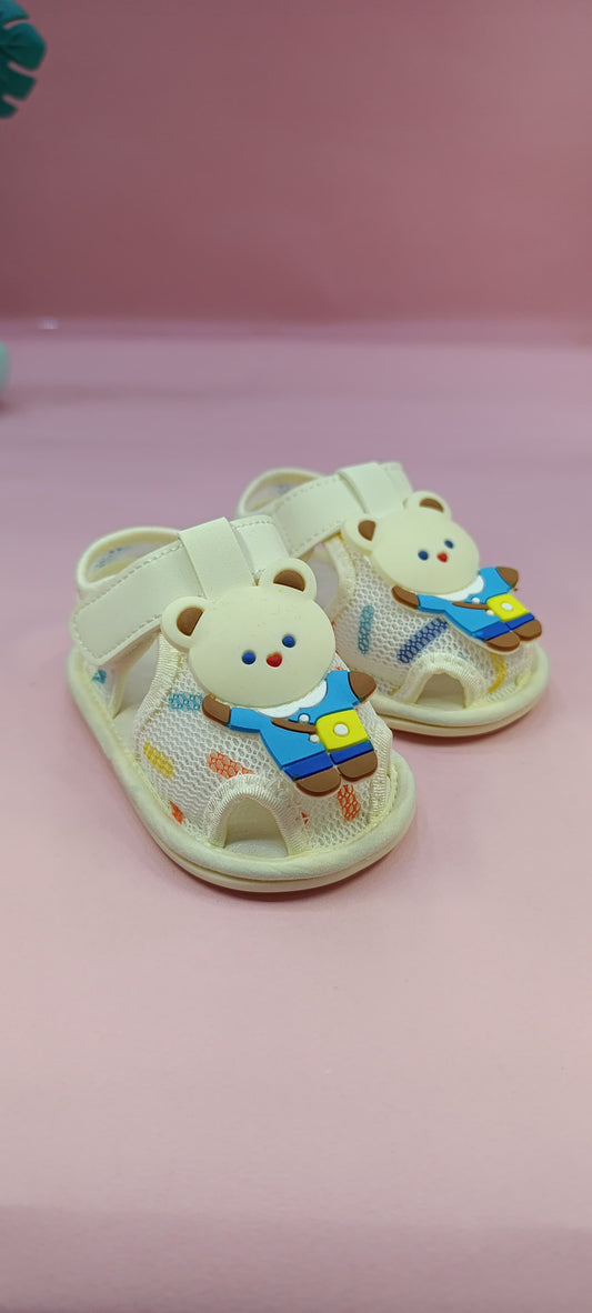 Kid's Adorable Sandals with Velcro Closure - Bear Design