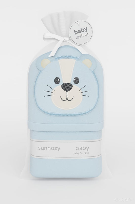 Bear Buddy Hooded Baby Towel – Pastel Blue