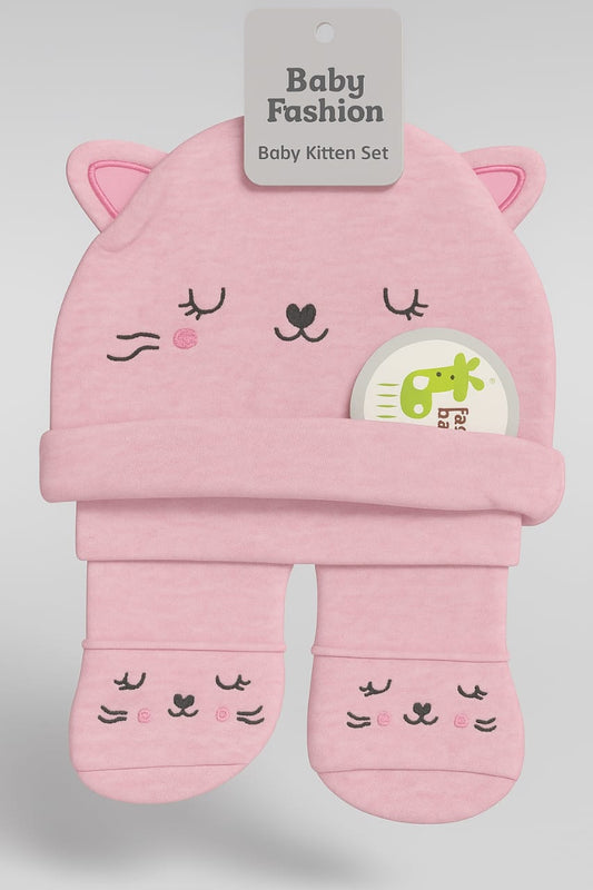 Kitten Cuddle 3-Piece Hat & Mittens Set
