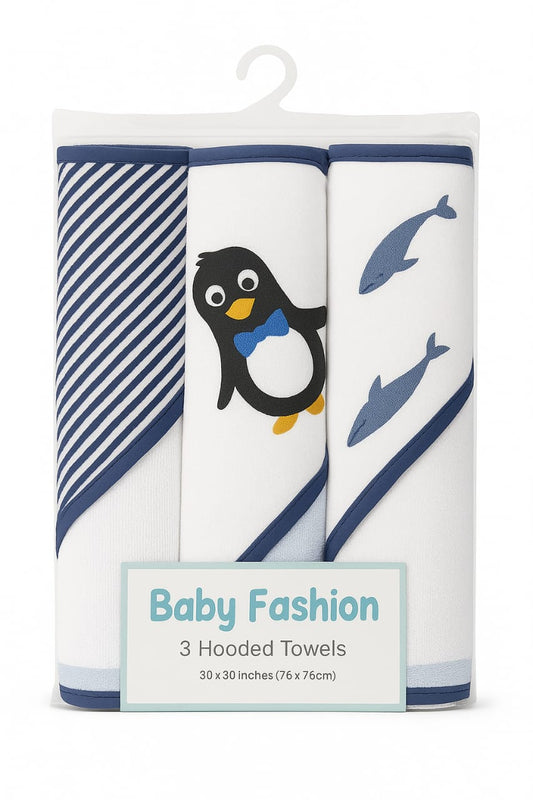 Ocean Pals 3-Pack Hooded Baby Towels