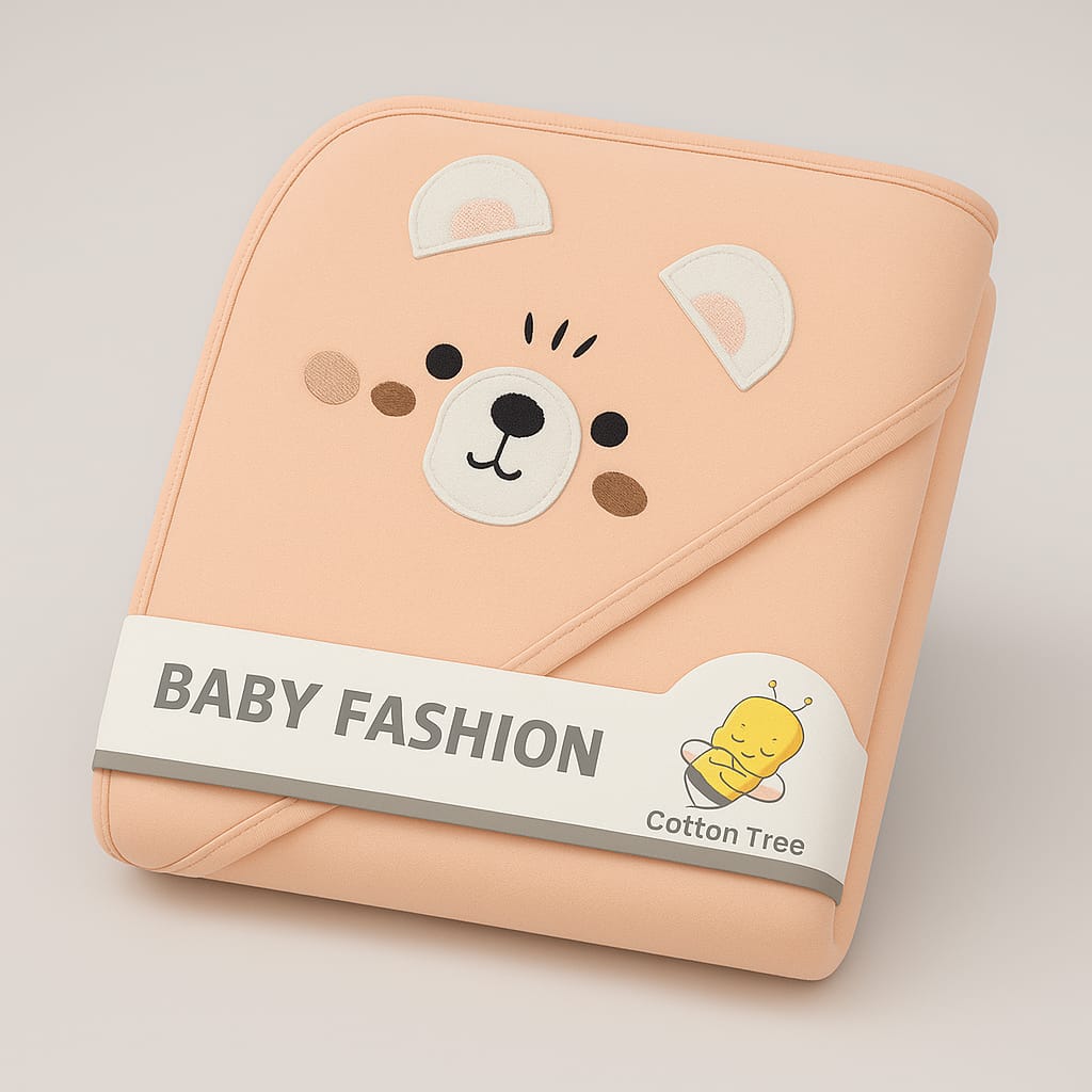 Peachy Bear Hooded Baby Bath Towel (Cotton Tree Edition)