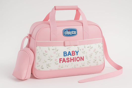 Chicco Pink Floral Diaper Bag – Spacious, Waterproof, Multi-Pocket