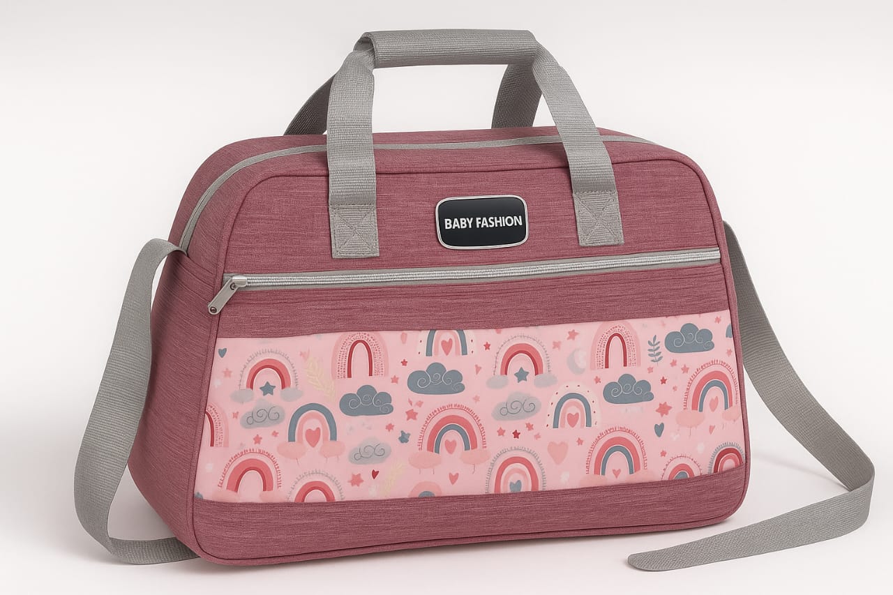 Baby Fashion Rainbow Print Diaper Bag – Waterproof, Multi-Pocket Organizer