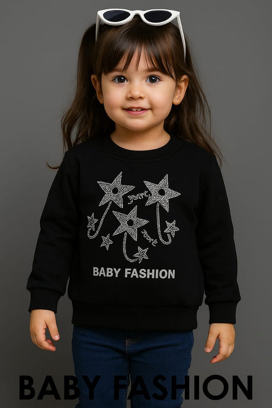 Black Starburst Rhinestone Sweatshirt for Toddlers