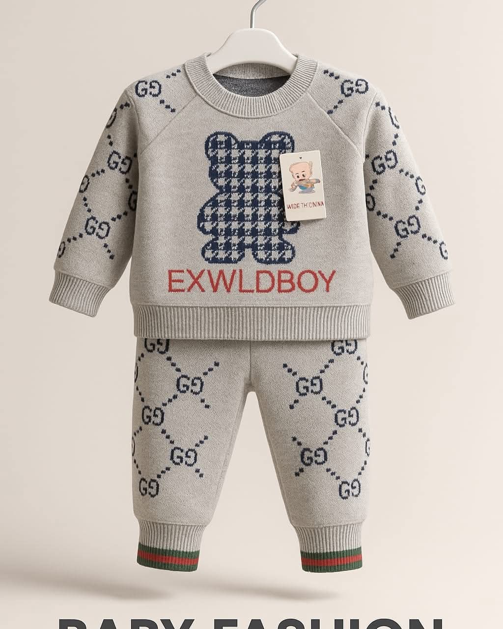 Grey Bear Knit Sweater & Joggers Set