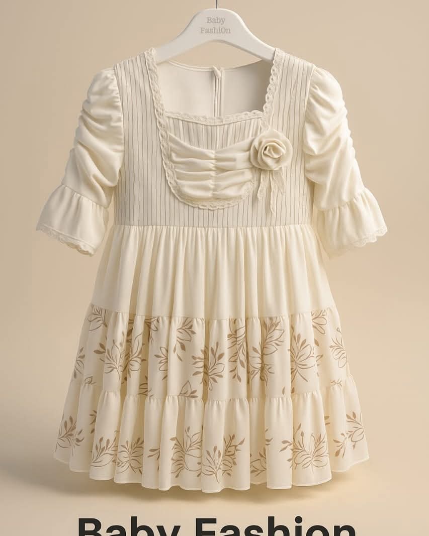 Cream Floral Ruffle Baby Dress