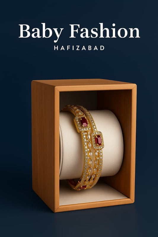 Gold-Plated Ruby-Accent Bangles for Women