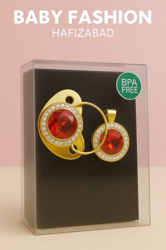Gold-Tone Baby Pacifier & Pendant Set – Chic, Safe & BPA-Free