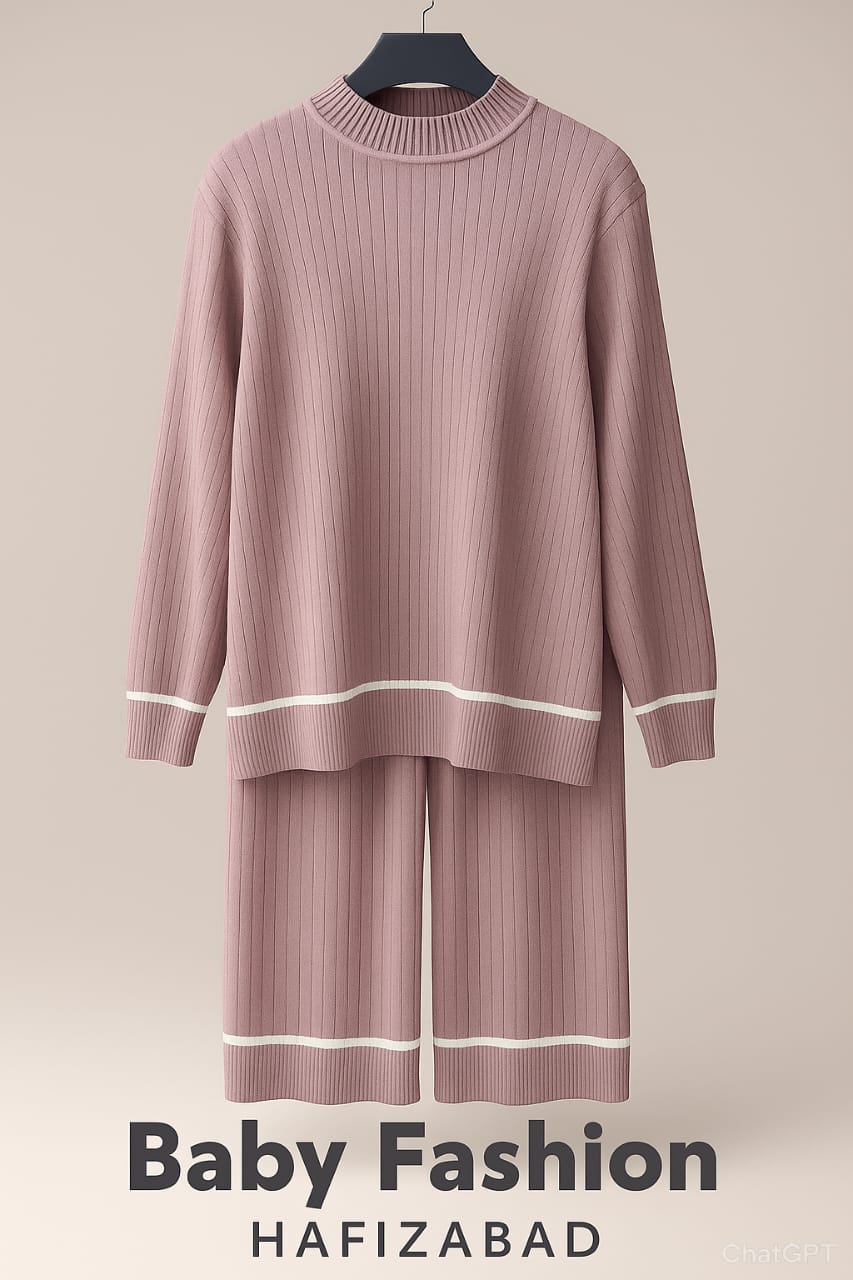 Ribbed Knit Top & Palazzo Trousers Set