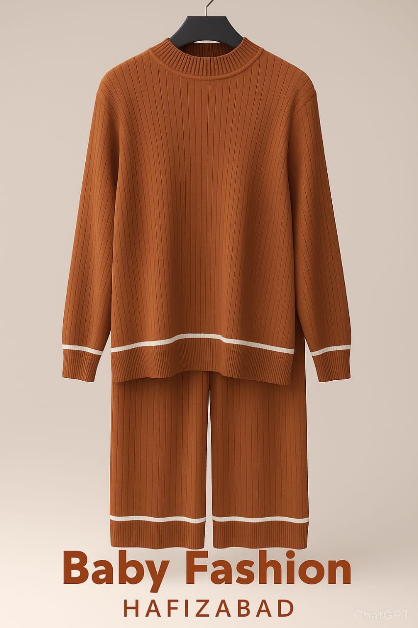 Ribbed Knit Top & Palazzo Trousers Set