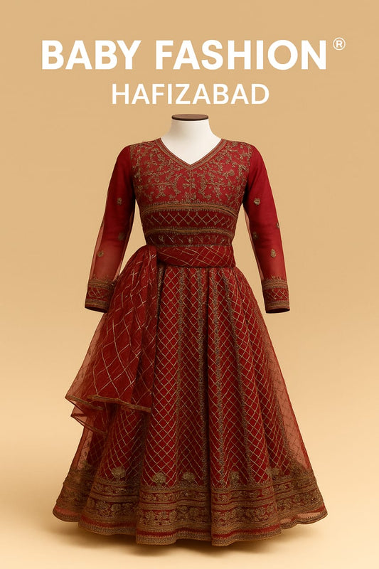Embroidered Red Anarkali Party Dress