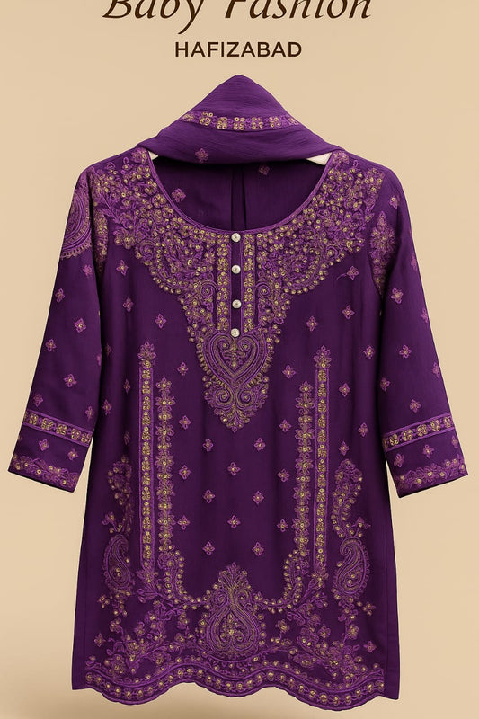 Regal Purple Embroidered 3-Piece Suit