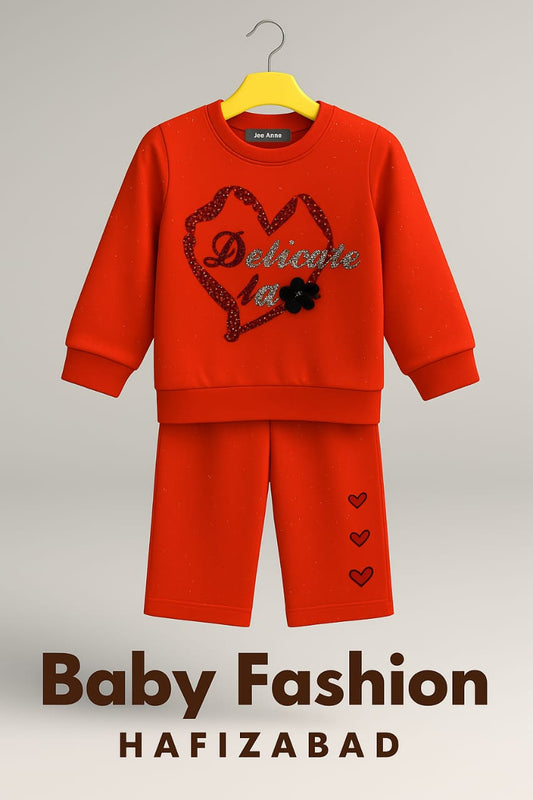 Red Heart Sparkle Sweatshirt & Shorts Set