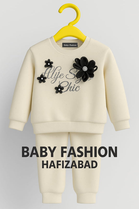 Sweatshirt With Black Flower Set