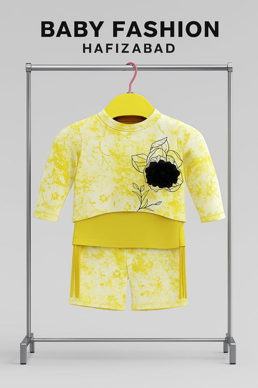 Sunny Yellow 3-Piece Tie-Dye Flower Set
