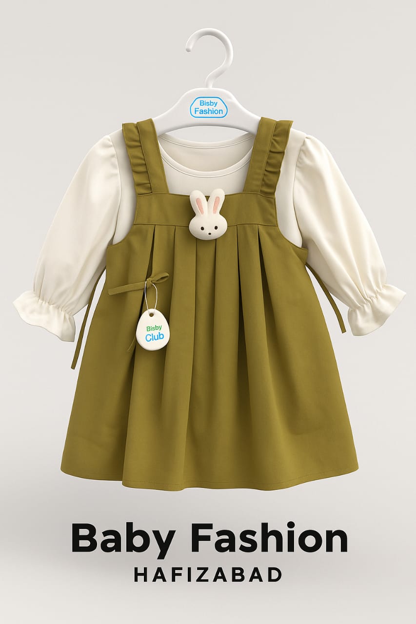 Button-Front Overall Dress with Ruffle-Sleeve Tee