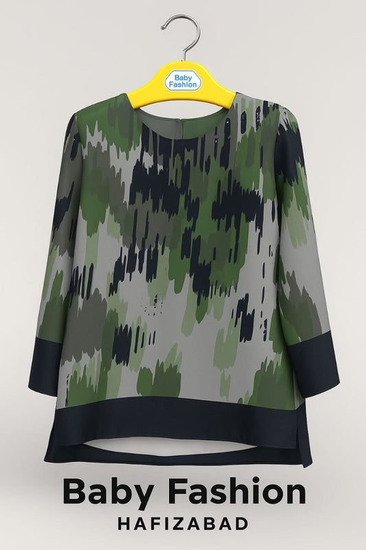 Abstract Camo Print Tunic Top
