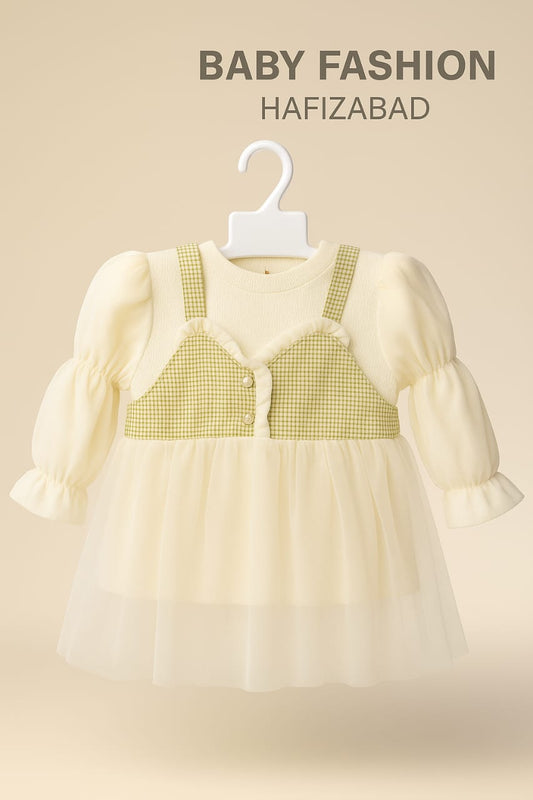 Cream & Pistachio Gingham Ruffle Dress