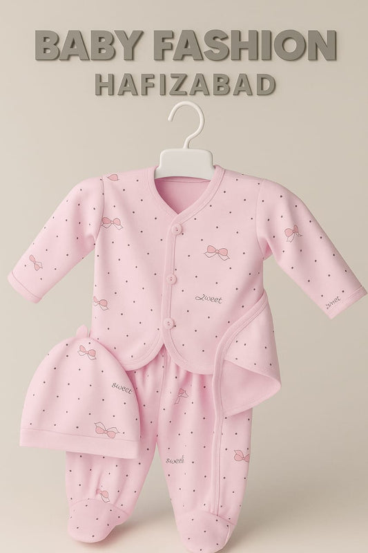 Soft Pink Bow Newborn 3-Piece Set