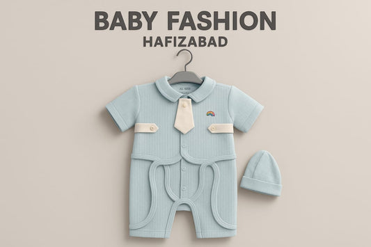 Baby Boy’s Blue Tie-Front Romper Set