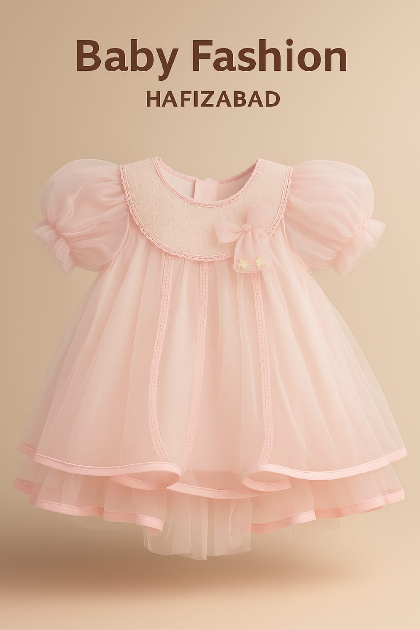 Blush Tulle Puff-Sleeve Party Dress
