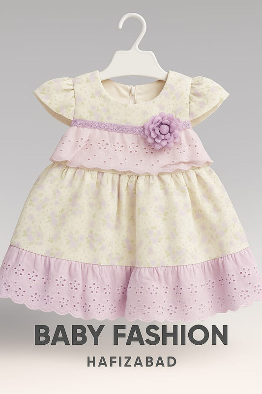 Soft Floral Chiken Kari Party Dress For Little Princess