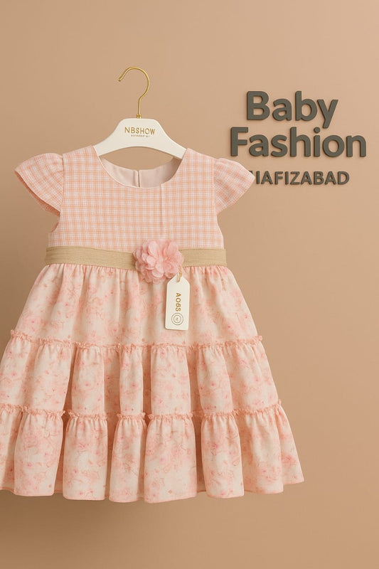 Peach Princess Floral Party Wear Frock