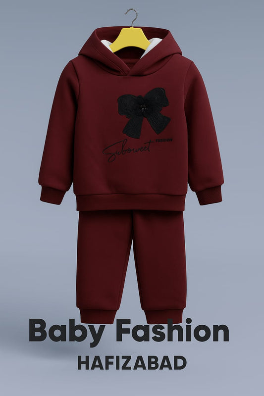 Maroon Bow Hoodie Set